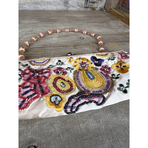 Vintage Chateau Jeweled And Sequin Purse Handbag Beaded Chain Handle Colorful - Picture 4 of 12